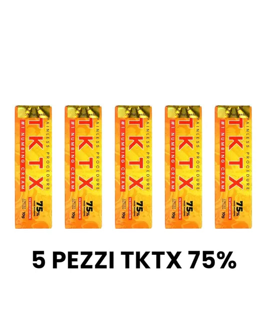TKTX Crema Intorpellente oro gold 75% Confezione da 5 pezzi mondo tatuaggi